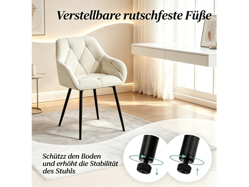  Chaise de salle à manger 45,5x45x83,5 cm dossier ergonomique velours crème  - Conforama C