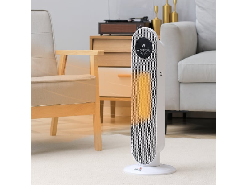  Chauffage d'appoint radiateur soufflant radiateur céramique oscillant 15-40°c avec télécommande 13002000w, 21 x 21 x 63,5 cm  - Conforama C