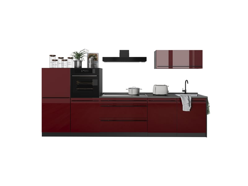  Vicco cuisine, rouge brillantanthracite, 340cm sans plan de travail  - Conforama E