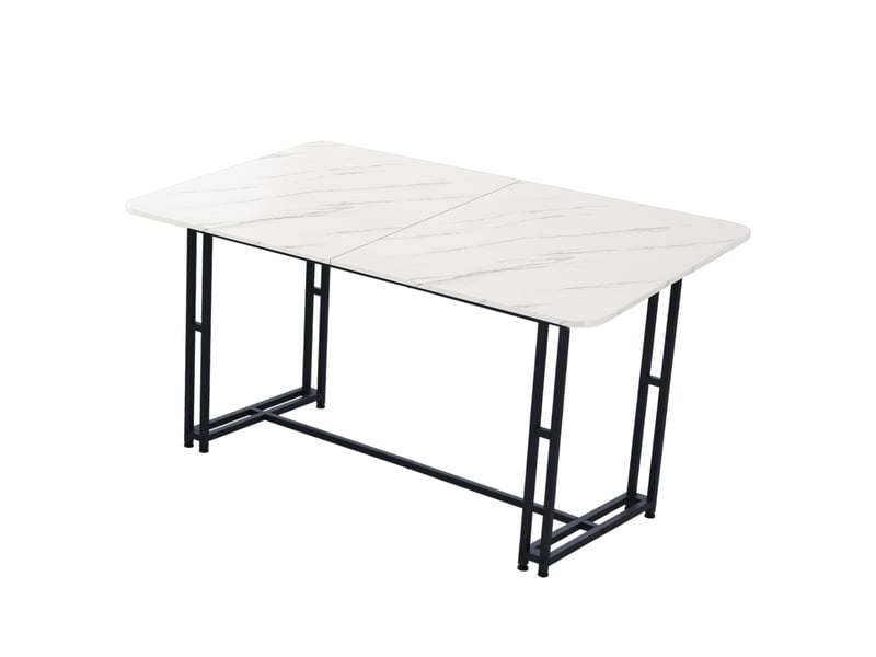 Table à manger rectangulaire moderne 140 x 80 cm, style luxueux, pieds en métal noir - Conforama D
