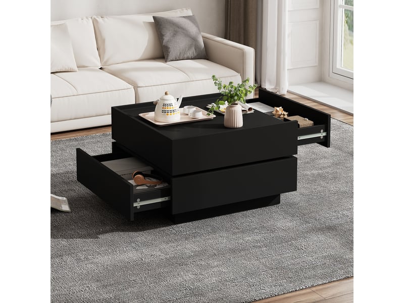 Table basse carrée noir - 60x60 cm table basse noir - Conforama E