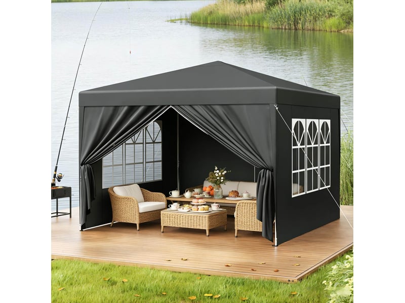 Tonnelle de jardin 300x300 cm réglable métal anthracite - Conforama B