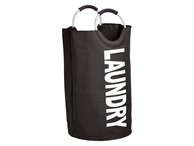  Panier à linge sale en tissu basics avec poignée en aluminium, noir  - Conforama E