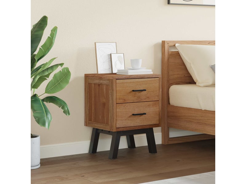 Table de chevet naturel 40 x 35 x 55 cm bois de teck massif - Conforama B