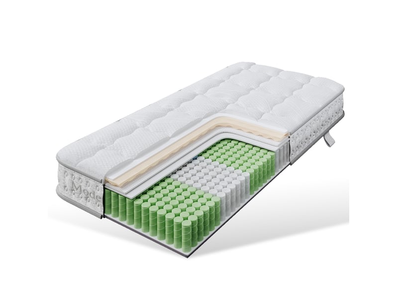  Matelas 90x190 cm h3 7 zones ressorts ensachés mousse froide polyester blanc  - Conforama A