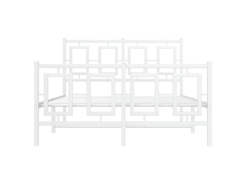  Lit double- lit adulte -  cadre de lit métal sans matelas et pied de lit blanc 120x190 cm  - Conforama D