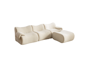 Canapé modulaire en chenille sans montage 3 places beige - confort moelleux et base antidérapante