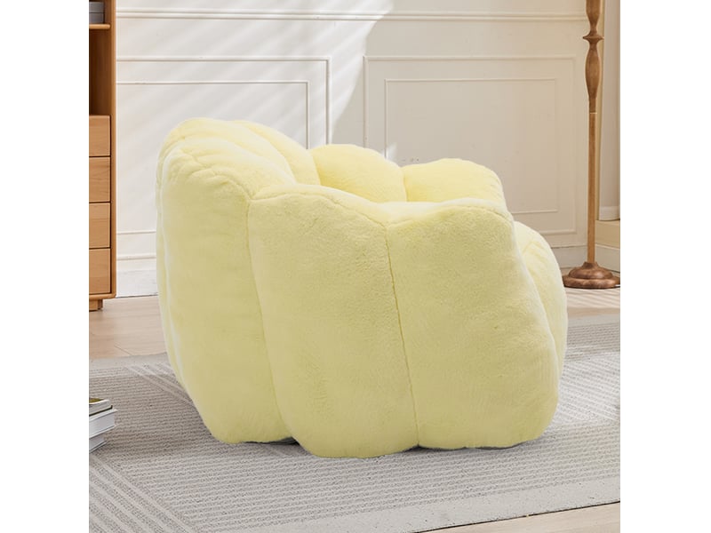  Fauteuil lotus rembourré en velours jaune, mousse et fibres, 101x111x68 cm  - Conforama D