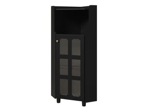 Armoire d'angle avec éclairage led, meuble d'angle noir laqué (63,5x124cm). Sans matelas.