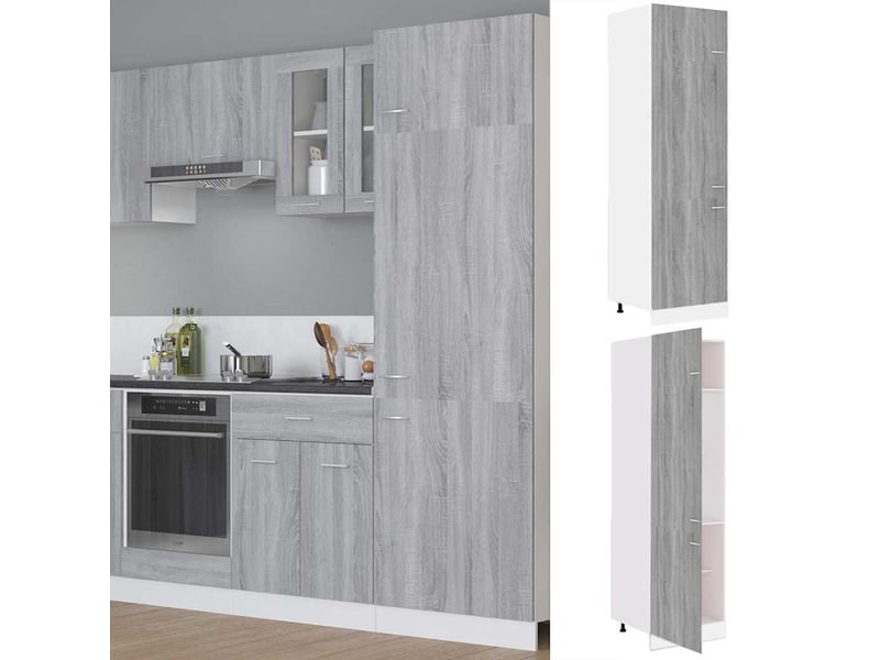  Armoire de cuisine, armoire réfrigérée lyon gris sonoma 60x57x207cm bois d'ingénierie  - Conforama B