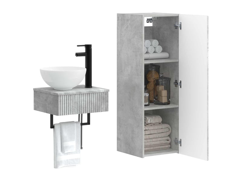  Ensemble de mobilier de salle de bain 2 pcs gris béton shl9210  - Conforama C
