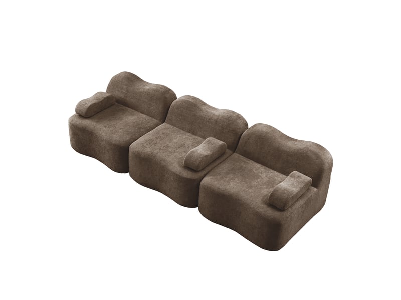  Canapé modulable, canapé 3 places – sans cadre, marron, mousse haute densité, avec accoudoirs, assise profonde  - Conforama B