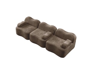 Canapé modulable, canapé 3 places – sans cadre, marron, mousse haute densité, avec accoudoirs, assise profonde