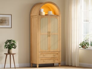 Armoire 2 porte(s) battante 2 tiroir(s) <strong>LEYTN</strong> <strong></strong> coloris naturel largeur 76 cm