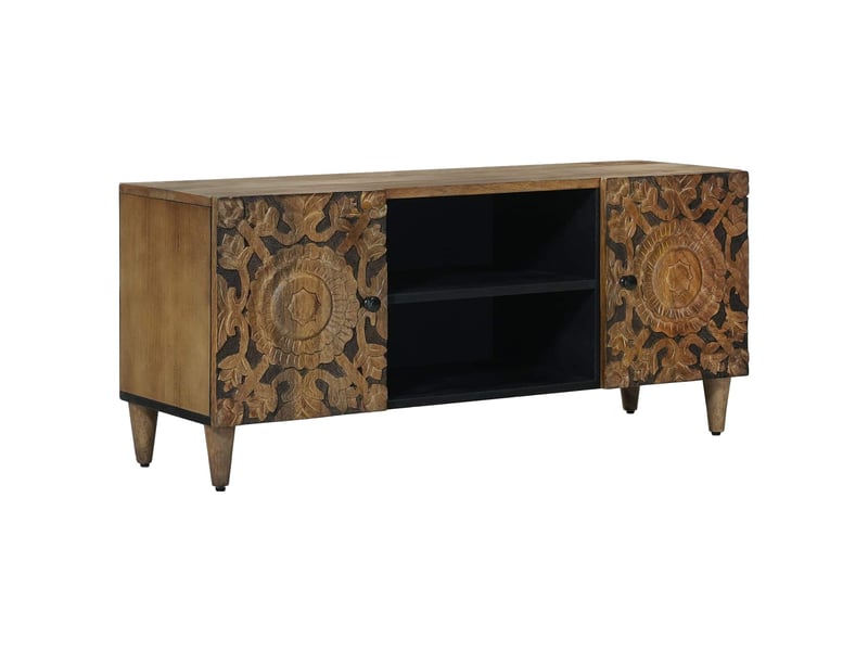  Meuble tv - banc tv - meuble de rangement marron 105 x 33,5 x 46 cm bois de mangue massif  - Conforama B