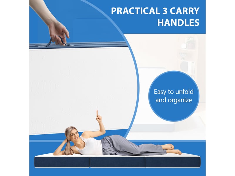  Matelas pliant en trois parties de 120 x 195 cm, mousse épaissie de 15 cm, housse de matelas amovible  - Conforama C