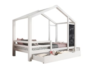 Lit cabane 90x200 cm OKWISH coloris blanc