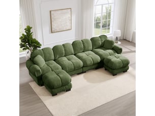 Canapé d'angle gauche fixe <strong></strong> <strong></strong> 4 places Tissu Vert