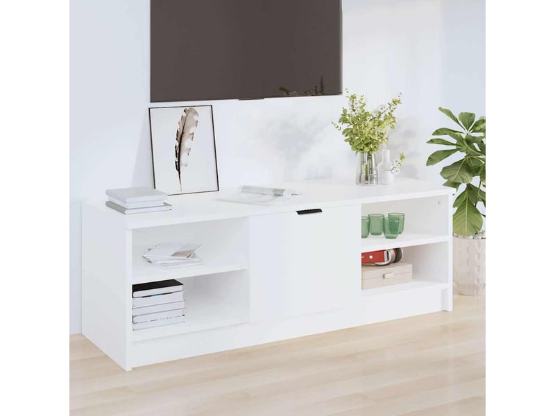  Meuble tv - banc tv - meuble de rangement blanc 102x35,5x36,5 cm bois d'ingénierie  - Conforama B