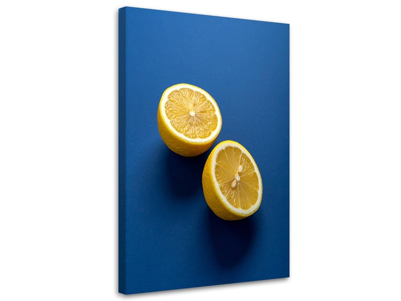  Tableaux, deux moitiés de citron sur un fond bleu intense 20x30 1328137345 - Conforama A