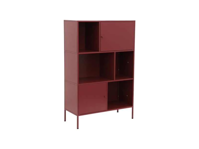  Buffet. Meuble de rangement industriel métal bordeaux 6 compartiments. L 80 x p 35 x h 125cm - oklahoma  - Conforama A