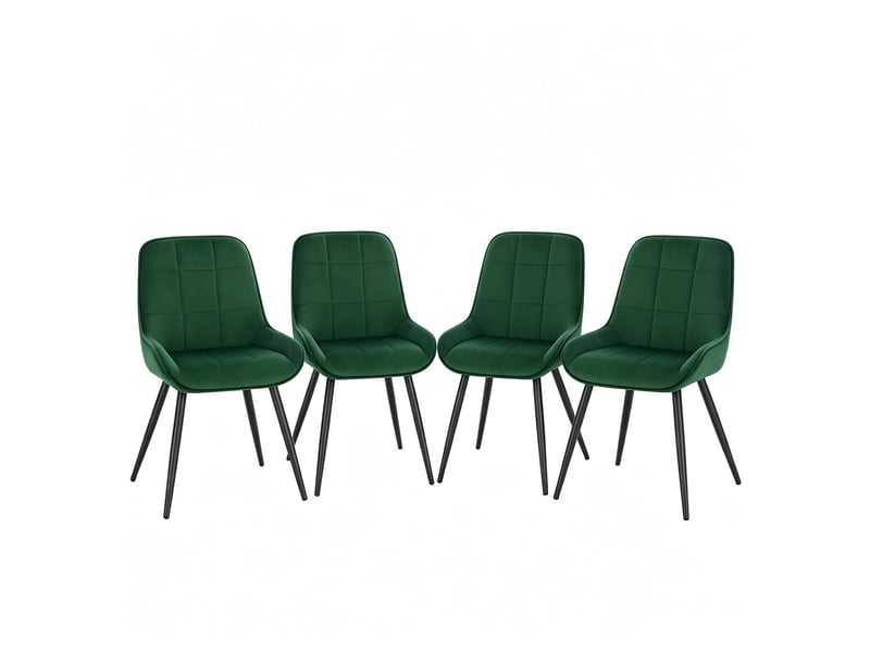  Lot de 4 chaises de salle à manger,avec pieds métal,velours,vert foncé  - Conforama A