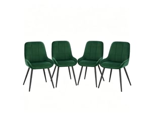 Lot de 4 chaises de salle à manger,avec pieds métal,velours,vert foncé