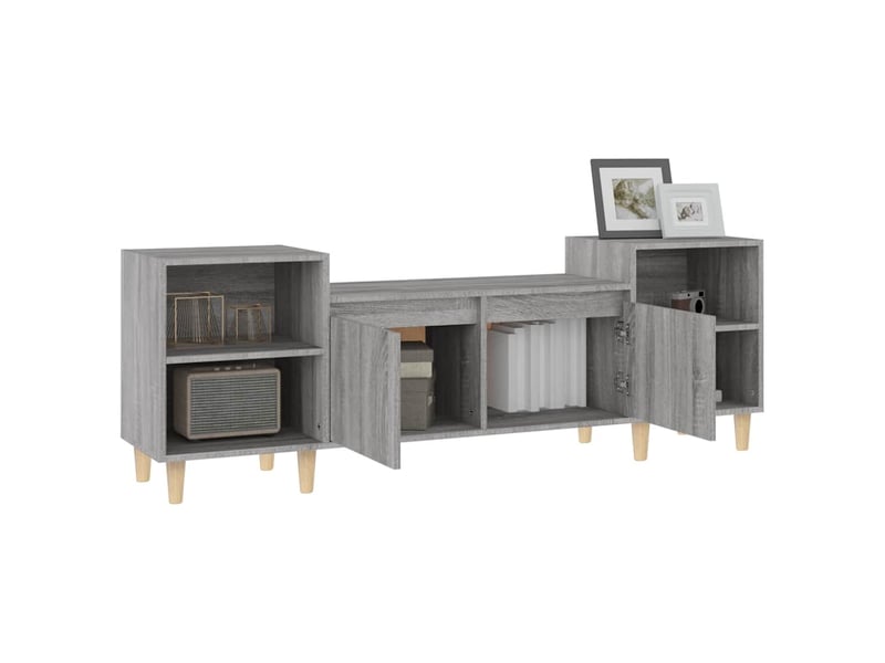  Meuble tv - banc tv - meuble de rangement sonoma gris 160x35x55 cm bois d'ingénierie  - Conforama E