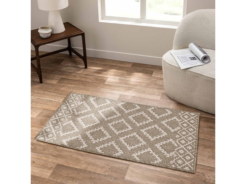  Tapis tissé plat meandro 60x110cm naturel  - Conforama D
