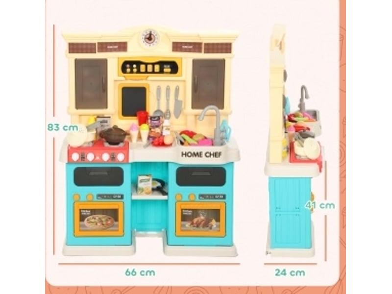  Cuisine jouet pour enfants 66x24x83 cm avec robinet électrique, lumières et sons, multicolore  - Conforama D