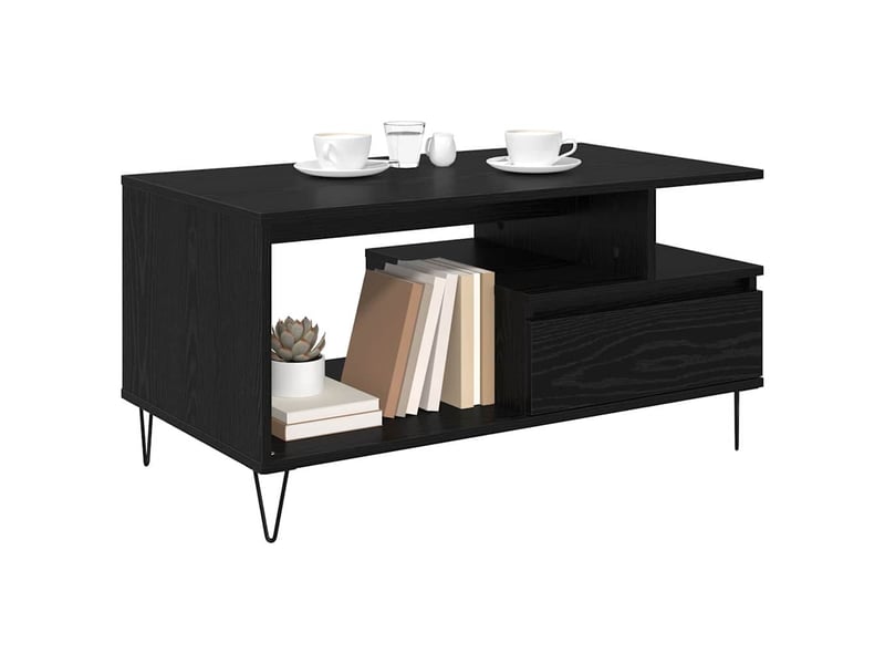  Table basse - table de salon - table à thé chêne noir 90 x 49 x 45 cm bois d'ingénierie  - Conforama C