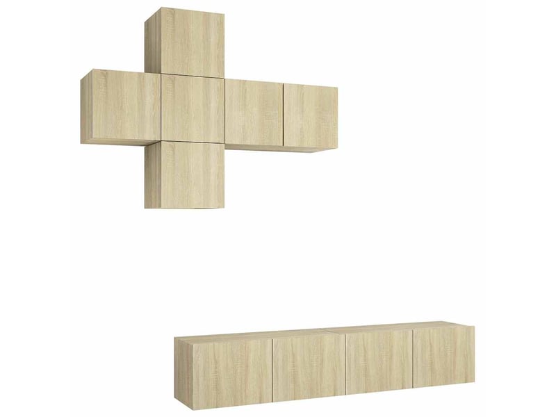  Ensemble de meubles tv 7 pcs chêne sonoma bois d'ingénierie shl61251  - Conforama A