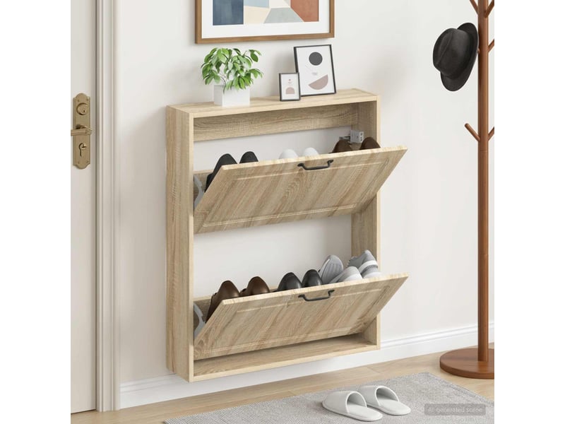  Meuble à chaussures mural, armoire à chaussures utrecht 71x17x86 cm chêne sonoma  - Conforama B