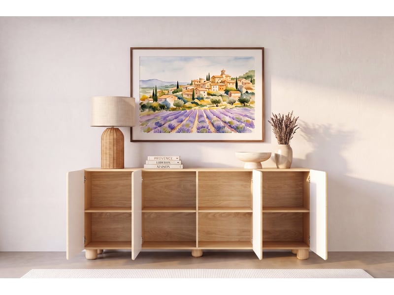  Calanque - buffet 199 cm mélaminé chêne clair  - Conforama D