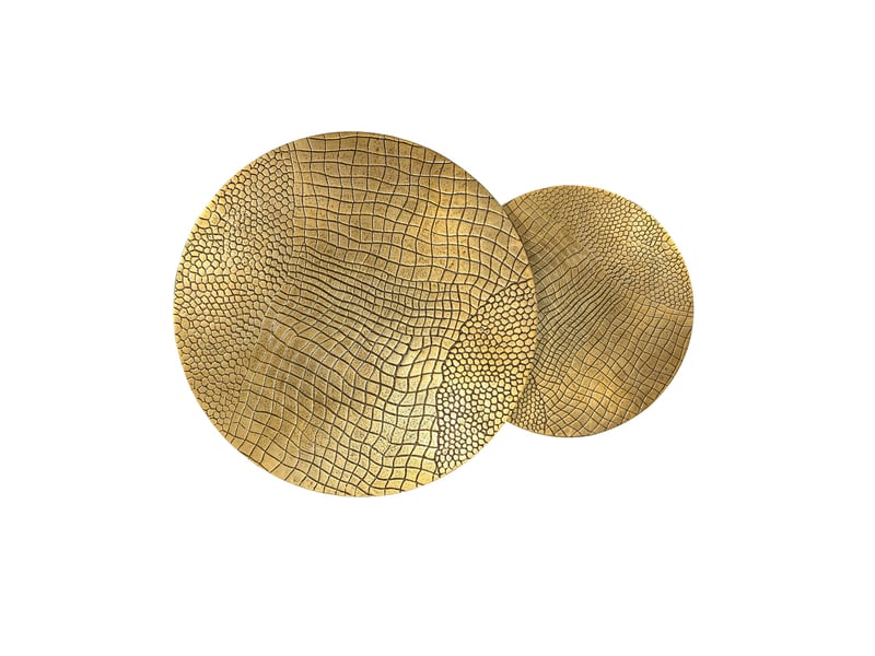 Finebuy table gigogne en métal or, lot de 2 rondes - table basse plateaux en aluminium avec motif - table d'appoint canapé en alu moderne - table de salon piètement en fer fait main  - Conforama E