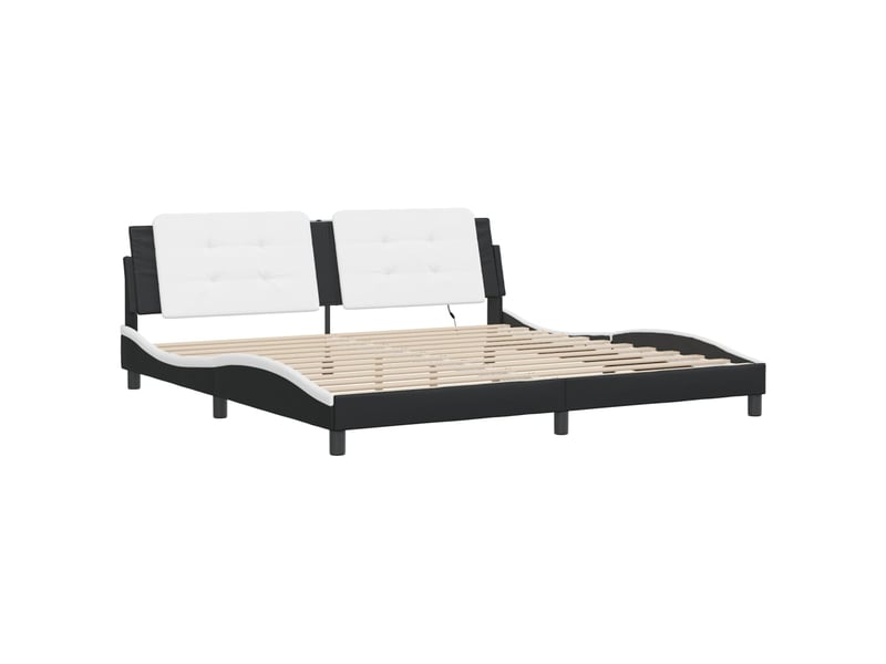  Lit double- lit adulte -  cadre de lit avec led sans matelas zadar noir et blanc 200x200 cm  - Conforama B