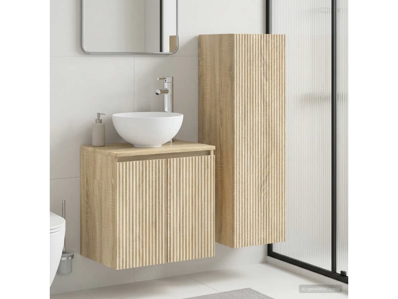  Ensemble de mobilier de salle de bain 2 pcs chêne sonoma shl7712  - Conforama B