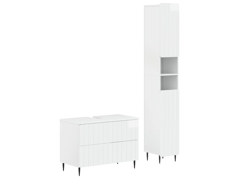 Ensemble de 2 meubles de salle de bain zwolle blanc brillant cf63222 - Conforama A