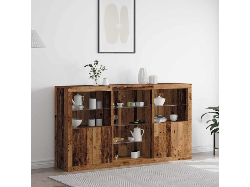  Buffet - bahut - meuble de rangement led bois ancien 181,5 x 37 x 100 cm bois d'ingénierie  - Conforama B