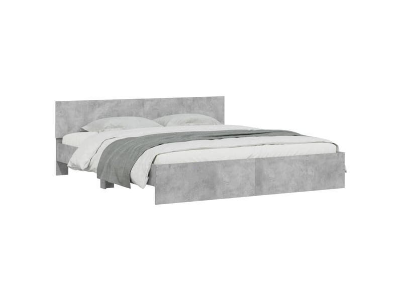  Lit double- lit adulte -  cadre de lit avec led sans matelas gris béton 200x200 cm  - Conforama B