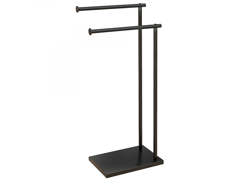  Porte-serviettes sur pied  à 2 bras,en métal,35,5x20x78cm,noir  - Conforama A