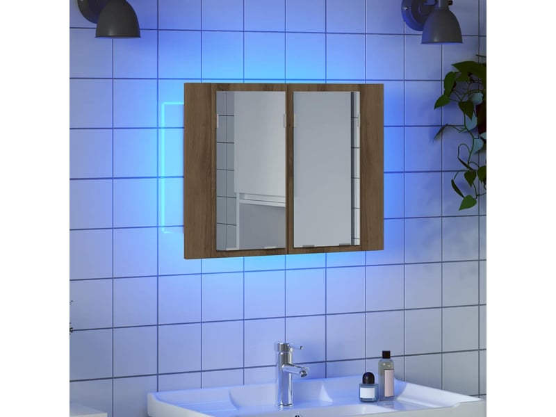 Armoire à miroir led chêne artisanal 60x12x45cm bois ingénierie - Conforama C