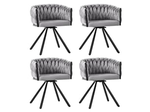 Lot de 4 chaises de salle à manger pivotantes à 360° - lpospi - dossier ergonomique, pieds en métal, velours - gris