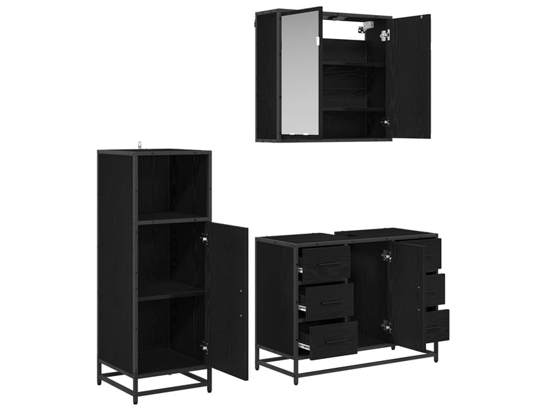 Ensemble de mobilier de salle de bain 3 pc chêne noir cf64336 - Conforama E