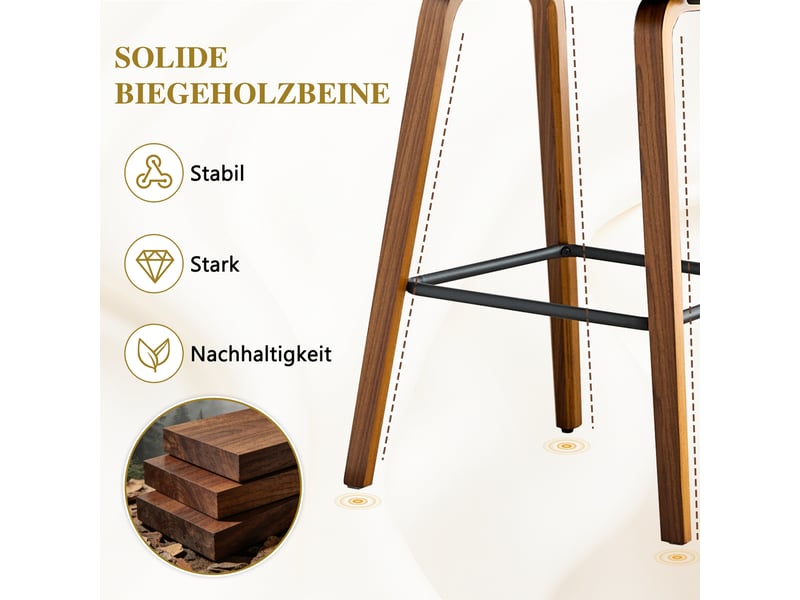  Tabourets de bar lot de 2 avec accoudoirs - lpospi - dossier courbé, bois et métal - blanc  - Conforama E