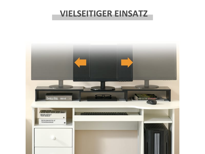  Support d'écran double réglable et orientable noir 80-117 x 23.5 x 10 cm  - Conforama C