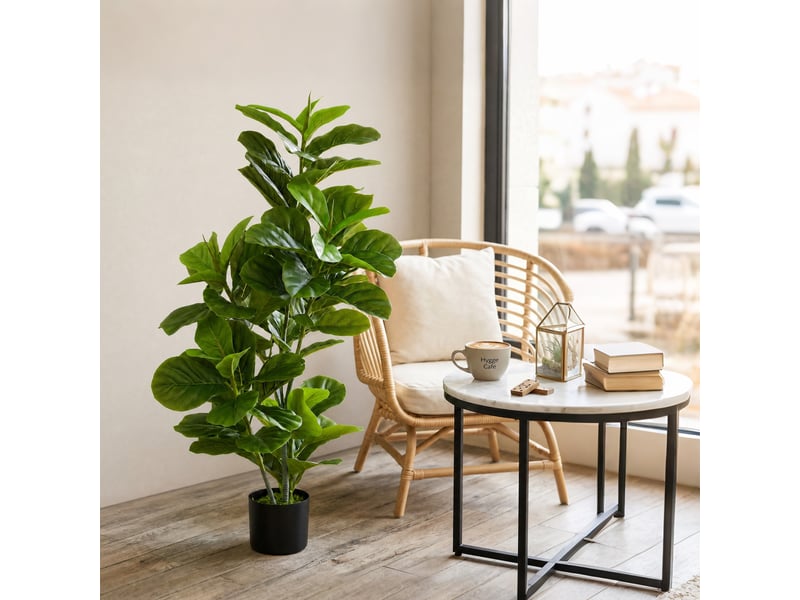 Ficus artificiel, 110 cm de haut, 90 feuilles et pot pour salon  - Conforama C