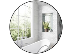 Miroir rond miroir salle de bain cadre en métal facile à installer, pour chambre, salon, entrée, ø 70 x 2,5 cm noir