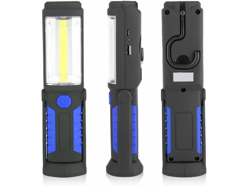  Lampe de travail led rechargeable avec magnétique lampe de torches de led 2200mah cob led 650lm pour auto garage atelier camping bricolage  - Conforama C