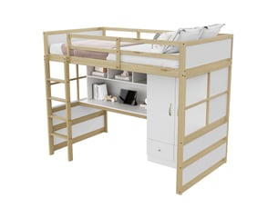 Lit mezzanine 90x200 cm OKWISH coloris naturel
